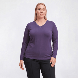 Plus Size Hasting & Smith Long Sleeve Solid V Neck Tee alternate view